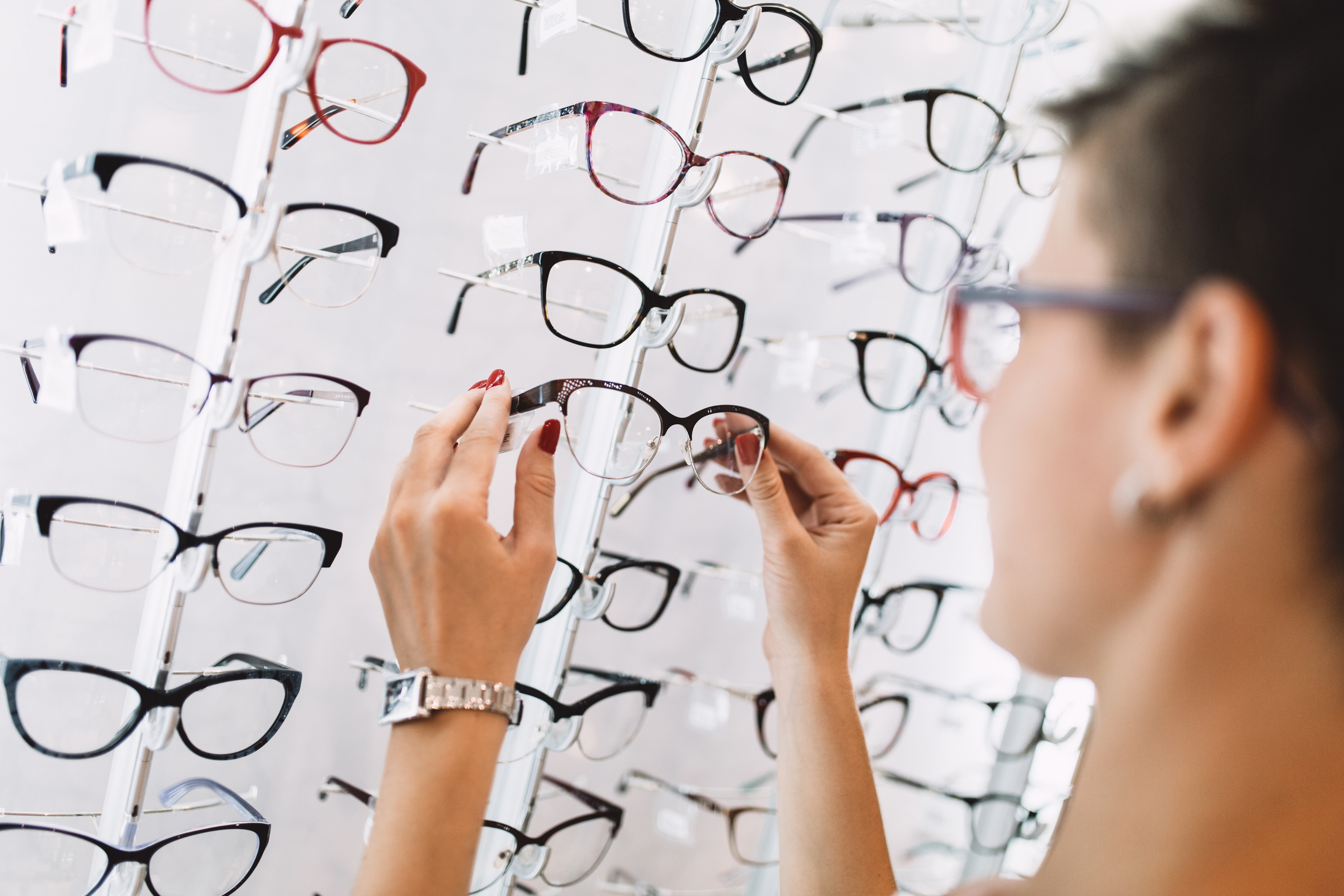 Woman in optical optical store